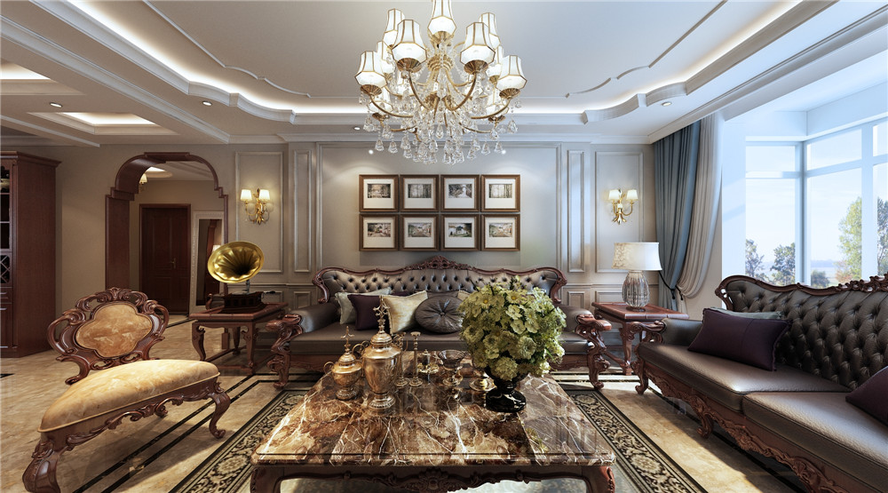 沈阳客厅-美式装修风格-125m²