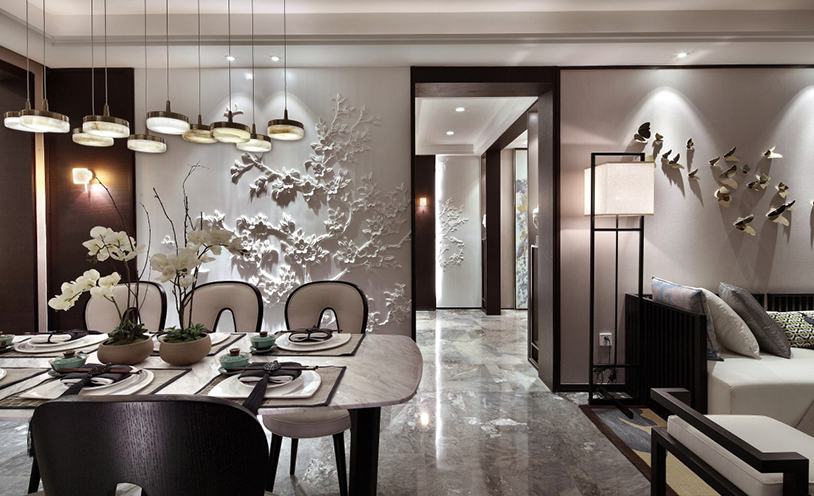 沈阳五彩阳光城-新中式装修风格-88m²